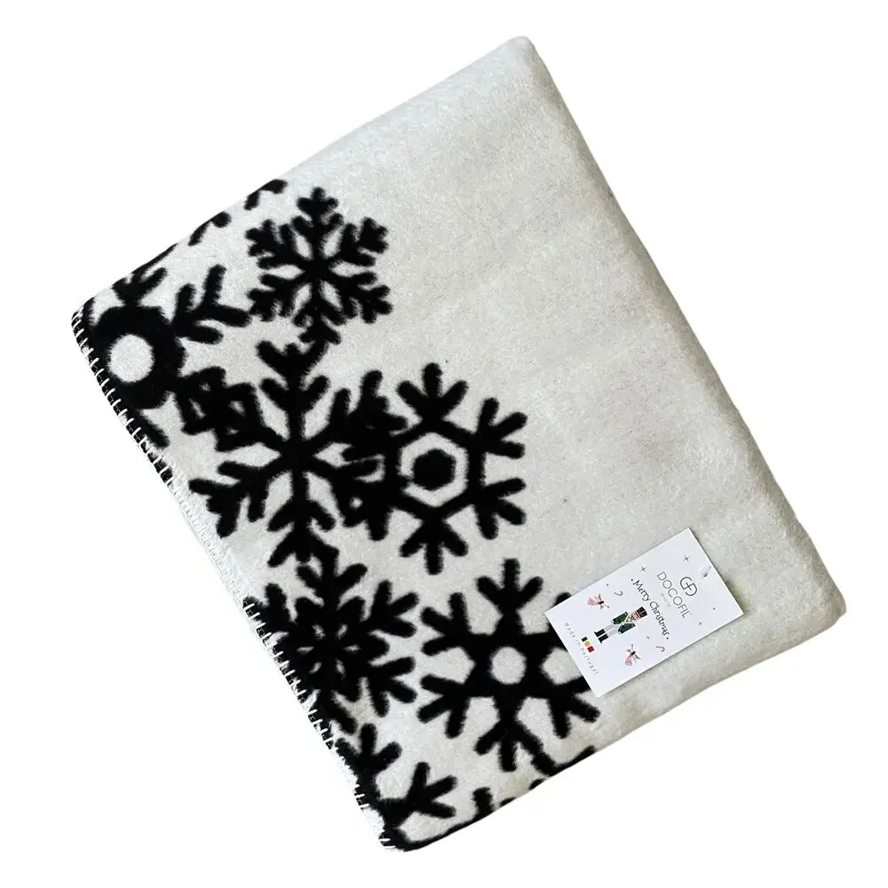 Docofil Christmas SNOWFLAKES Reversible Throw 51x67 Portugal Black & White